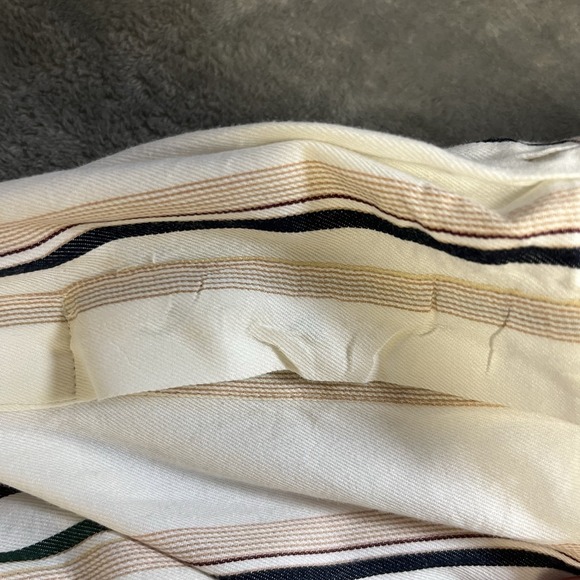 Chaps Ralph Lauren Mens Large White Black Brown Striped Cotton Button Down Shirt - Picture 8 of 9